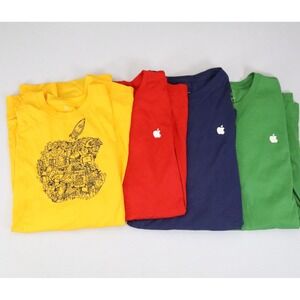 Lot Apple Store Employee Uniform T-Shirt M Logo Blue Red Gre Short Sleeve Cotton